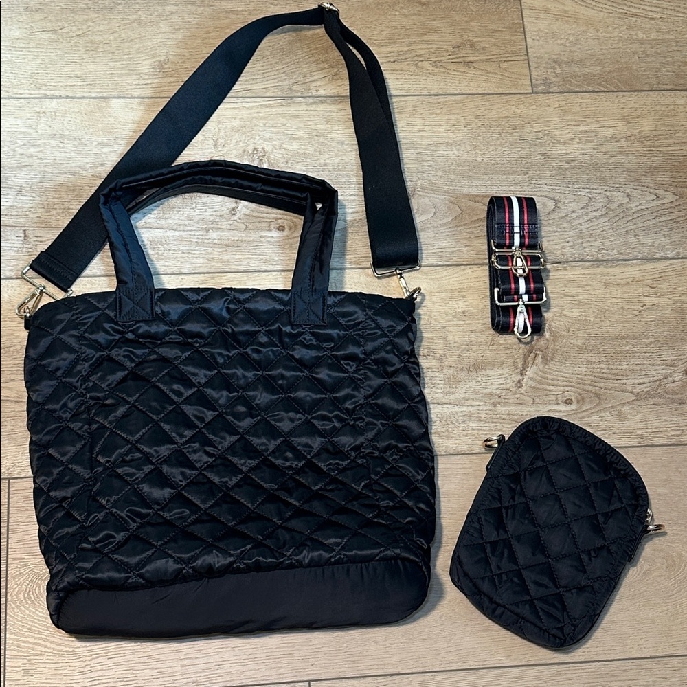 Amy Stran x AHDORNED Quilted Nylon Tote with Accessories Black - Picture 2 of 5